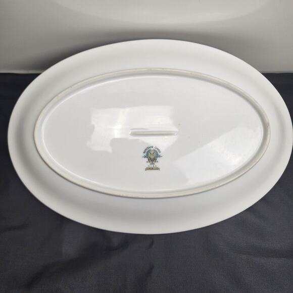 Noritake Japan 5142 LASALLE 12" Brown & White Oval Serving Platter w/ Gold Trim - Picture 2 of 7